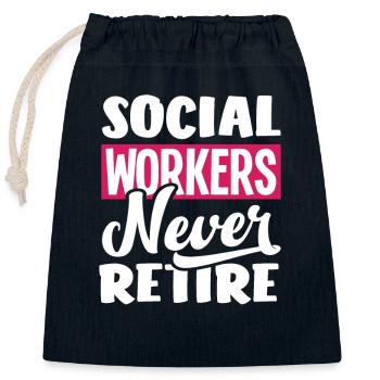 Social workers never stop - Closable cotton gift bag (25x30cm) - navy - Front