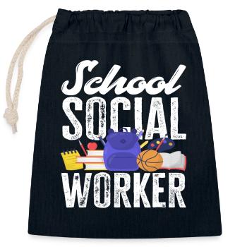 School social workers: Valuable support for - Closable cotton gift bag (25x30cm) - navy - Front