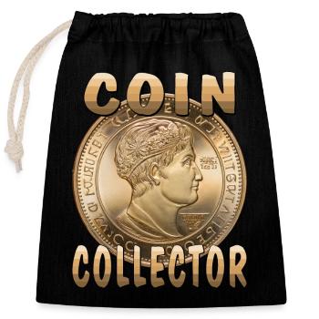 COIN COLLECTOR - Closable cotton gift bag (25x30cm) - black - Front