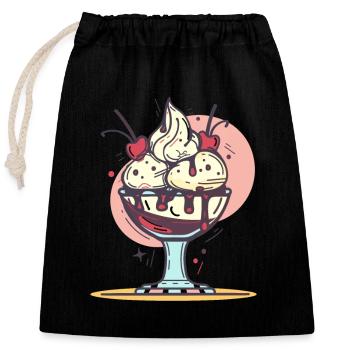 Graphique de crème glacée - Sac cadeau en coton avec cordon (25 x 30 cm) - noir - Devant