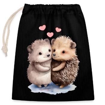 Liebenswerter Igel Adorable Hedgehog - Verschließbarer Geschenkbeutel aus Baumwolle (25x30cm) - Schwarz - Vorne