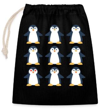 Neun Pinguine Arktischer Seevogel Pinguin - Verschließbarer Geschenkbeutel aus Baumwolle (25x30cm) - Schwarz - Vorne