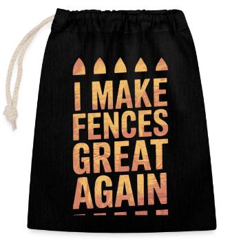 Zauninstallateur Zaunbauer Fence Installer - Verschließbarer Geschenkbeutel aus Baumwolle (25x30cm) - Schwarz - Vorne
