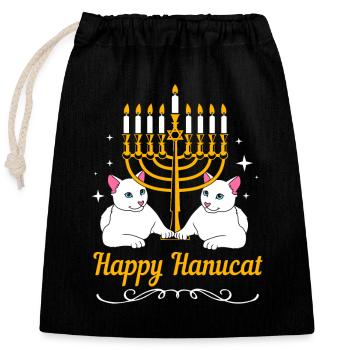 Chanukkah - Verschließbarer Geschenkbeutel aus Baumwolle (25x30cm) - Schwarz - Vorne