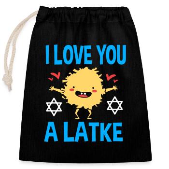 Hanukkah - Closable cotton gift bag (25x30cm) - black - Front