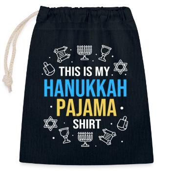 Hanukkah - Closable cotton gift bag (25x30cm) - navy - Front