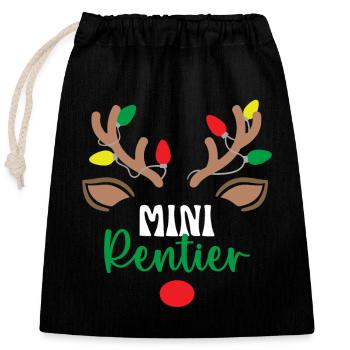 Rentier Kinder Weihnachtsoutfit Jungen Weihnachten - Verschließbarer Geschenkbeutel aus Baumwolle (25x30cm) - Schwarz - Vorne