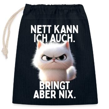 Sympa je peux aussi apporter mais pas de chats de bureau - Sac cadeau en coton avec cordon (25 x 30 cm) - bleu marine - Devant