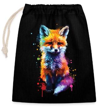 Renard - Sac cadeau en coton avec cordon (25 x 30 cm) - noir - Devant