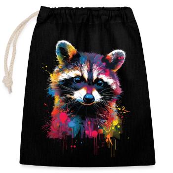 Raton laveur - Sac cadeau en coton avec cordon (25 x 30 cm) - noir - Devant