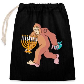 Hanukkah - Closable cotton gift bag (25x30cm) - black - Front