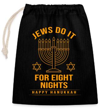 Hanukkah - Closable cotton gift bag (25x30cm) - black - Front