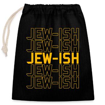 Hanukkah - Closable cotton gift bag (25x30cm) - black - Front