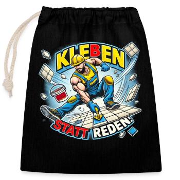 Coller au lieu de parler - Sac cadeau en coton avec cordon (25 x 30 cm) - noir - Devant