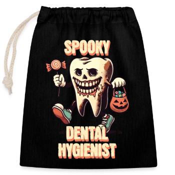 Aventure dentaire effrayante d’Halloween - Sac cadeau en coton avec cordon (25 x 30 cm) - noir - Devant