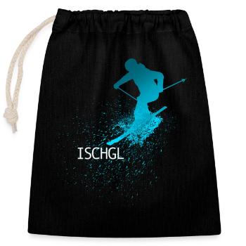Skieurs Ischgl Silhouette Skis Ischgl - Sac cadeau en coton avec cordon (25 x 30 cm) - noir - Devant