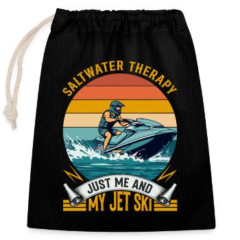 Thérapie à l’eau salée : juste moi et mon Jet Ski. - Sac cadeau en coton avec cordon (25 x 30 cm) - noir - Devant