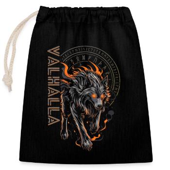 Wikinger Runen Wolf Vegvisir Nordischer Kompass - Verschließbarer Geschenkbeutel aus Baumwolle (25x30cm) - Schwarz - Vorne