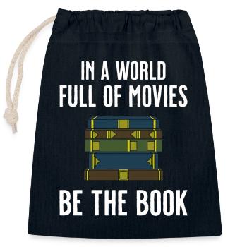 Buch Bücher Bibliothek Literatur Lesen Read Books - Verschließbarer Geschenkbeutel aus Baumwolle (25x30cm) - Navy - Vorne