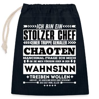 stolzer chef einer truppe genialer chaoten - Verschließbarer Geschenkbeutel aus Baumwolle (25x30cm) - Navy - Vorne