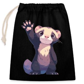 Ferret Frettchen - Closable cotton gift bag (25x30cm) - black - Front