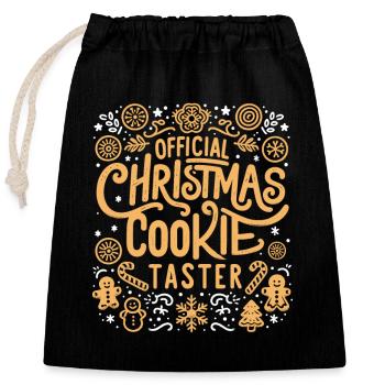 Offizieller Weihnachtsplätzchen-Taster Backen Gebäck Auflaufen - Verschließbarer Geschenkbeutel aus Baumwolle (25x30cm) - Schwarz - Vorne