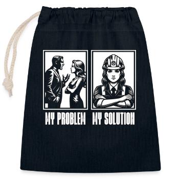 Safety Officer My Problem My Pictogram Mom Dad - Verschließbarer Geschenkbeutel aus Baumwolle (25x30cm) - Navy - Vorne
