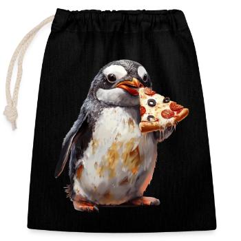 Pinguin - Verschließbarer Geschenkbeutel aus Baumwolle (25x30cm) - Schwarz - Vorne