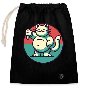 Gros chat avec les pouces vers le bas - Sac cadeau en coton avec cordon (25 x 30 cm) - noir - Devant