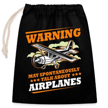Pilote d’avion - Sac cadeau en coton avec cordon (25 x 30 cm) - noir - Devant