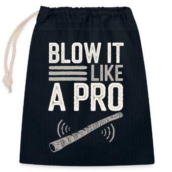 Didgeridoo Player Embracing Aboriginal Instrument - Closable cotton gift bag (25x30cm) - navy - Front