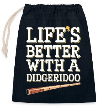 Didgeridoo Player Embracing Aboriginal Instrument - Closable cotton gift bag (25x30cm) - navy - Front