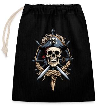 Pirate Flags Skull Jolly Roger Pirate Costume - Closable cotton gift bag (25x30cm) - black - Front