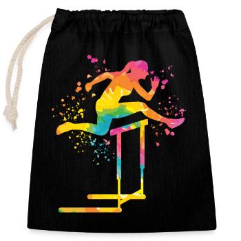 Course de haies Course d’obstacles Courses de haies pour enfants - Sac cadeau en coton avec cordon (25 x 30 cm) - noir - Devant