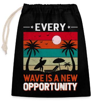 Every wave is a new opportunity. - Closable cotton gift bag (25x30cm) - black - Front