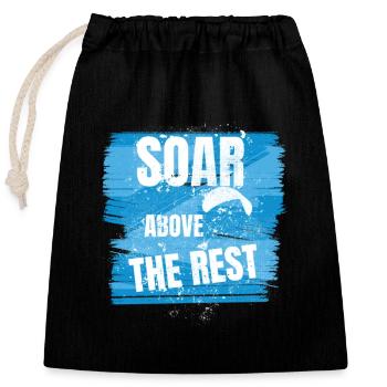 Soar Above the Rest – Paragliding Design - Closable cotton gift bag (25x30cm) - black - Front