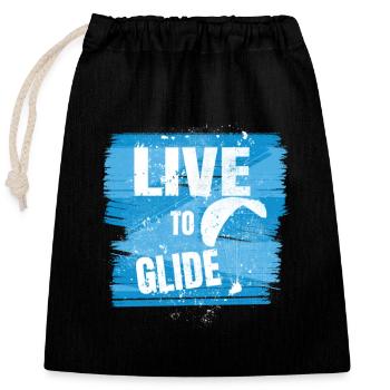 Live to Glide – Paragliding Passion - Closable cotton gift bag (25x30cm) - black - Front