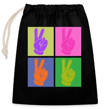 Poignée de paix colorée Pop Art Design - Sac cadeau en coton avec cordon (25 x 30 cm) - noir - Devant