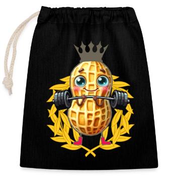 Peanut Weight Lifting Laurel Wreath Bodybuilder - Closable cotton gift bag (25x30cm) - black - Front