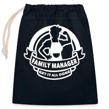 Maman Gestionnaire de Famille Fête des Mères - Sac cadeau en coton avec cordon (25 x 30 cm) - bleu marine - Devant