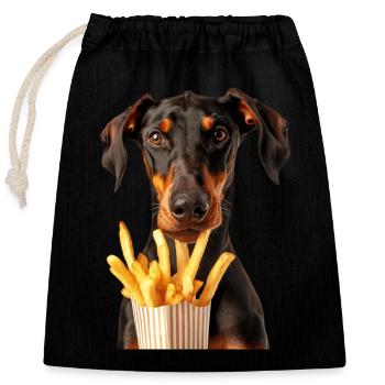 Doberman - Sac cadeau en coton avec cordon (25 x 30 cm) - noir - Devant
