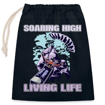 Soaring High Living Life – Paragliding Design - Closable cotton gift bag (25x30cm) - navy - Front
