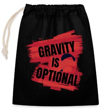 Gravity Is Optional – Paragliding Design - Verschließbarer Geschenkbeutel aus Baumwolle (25x30cm) - Schwarz - Vorne