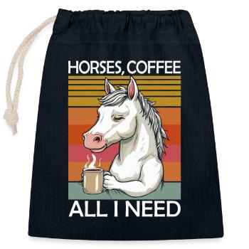 Lustiges Pferd Kunst Pferdebesitzer Pferde Kaffee - Verschließbarer Geschenkbeutel aus Baumwolle (25x30cm) - Navy - Vorne