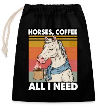 Lustiges Pferd Kunst Pferdebesitzer Pferde Kaffee - Verschließbarer Geschenkbeutel aus Baumwolle (25x30cm) - Schwarz - Vorne