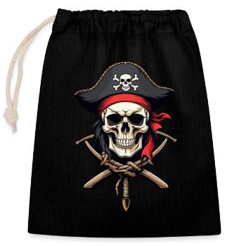 Pirate Flags Skull Jolly Roger Pirate Costume - Closable cotton gift bag (25x30cm) - black - Front