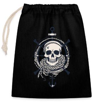 Pirate Flags Skull Jolly Roger Pirate Costume - Closable cotton gift bag (25x30cm) - black - Front