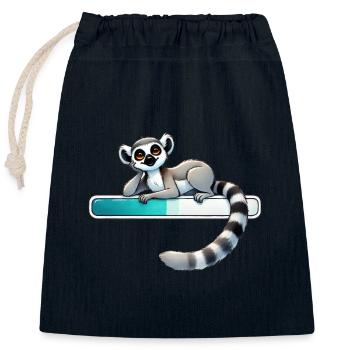Mignon lémurien avec illustration de barre de chargement - Sac cadeau en coton avec cordon (25 x 30 cm) - bleu marine - Devant