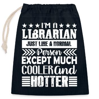 Librarian Cooler And Hotter Librarian - Closable cotton gift bag (25x30cm) - navy - Front
