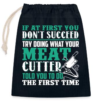 Meat Cutter Funny Meat Cutter - Closable cotton gift bag (25x30cm) - navy - Front
